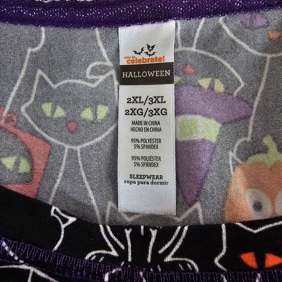 Way To Celebrate Halloween Sleep Shirt Black Cats Pumpkins Stretchy 2XL/3XL - Picture 5 of 7